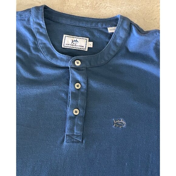 Southern Tide Men's Long Sleeve Pullover Henley Shirt Blue Fish Logo Size Large - Picture 2 of 3